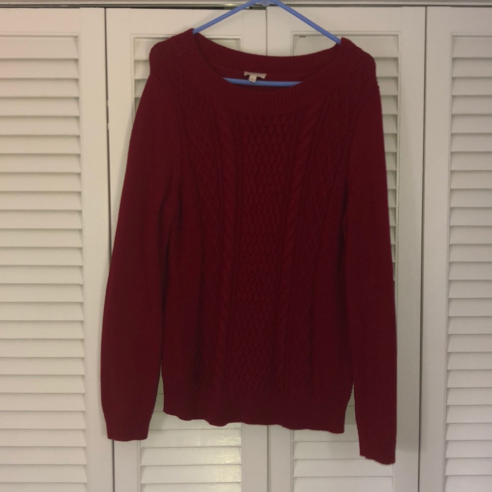 Cable knit red sweater